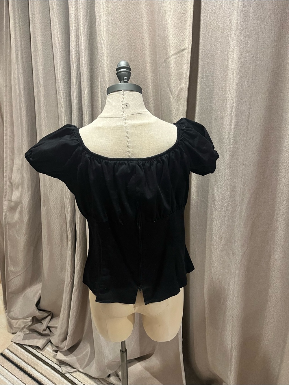 Pinup Couture Black Puff Sleeve Peplum Top